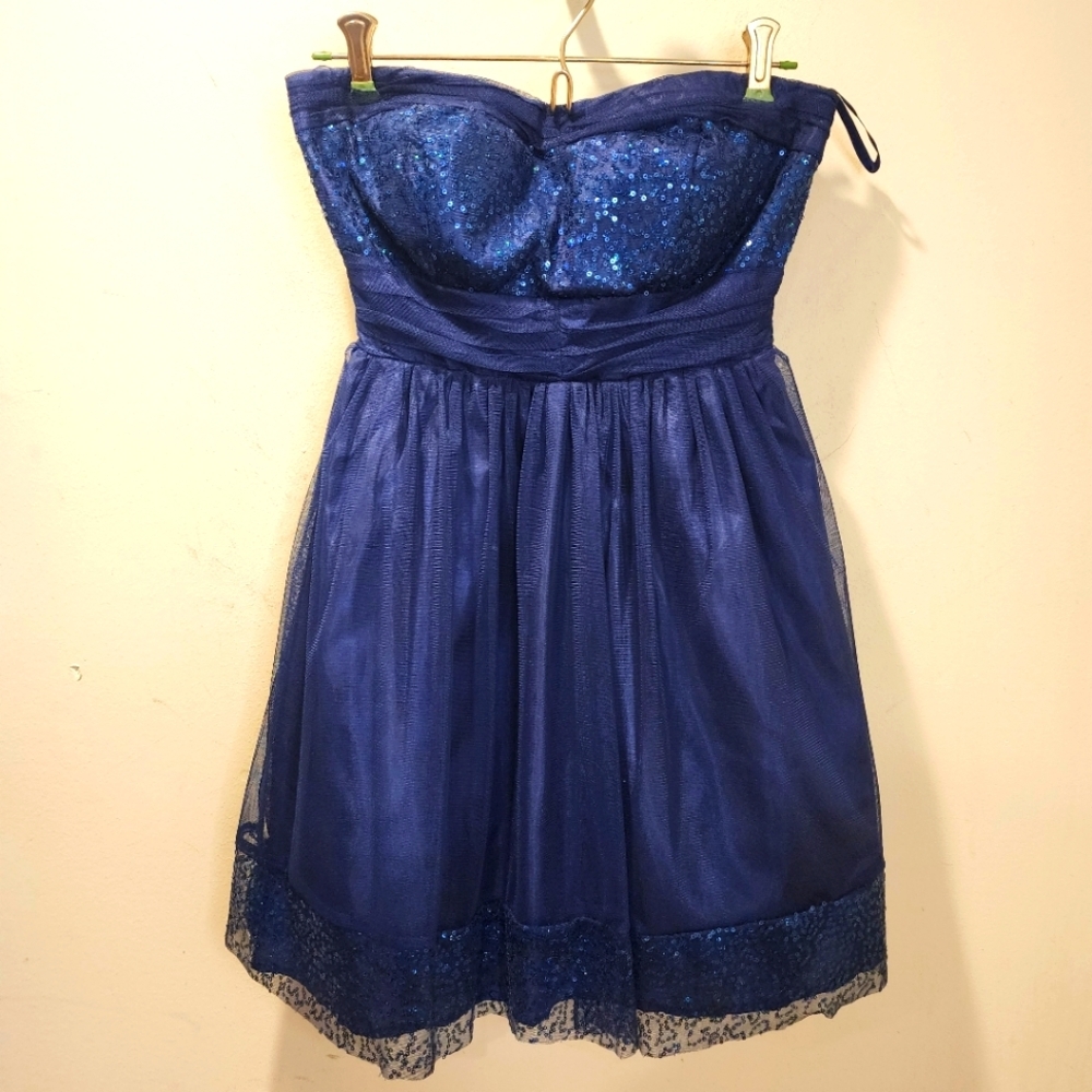 Delias Strapless Blue Sequin Party Dress Size 0
